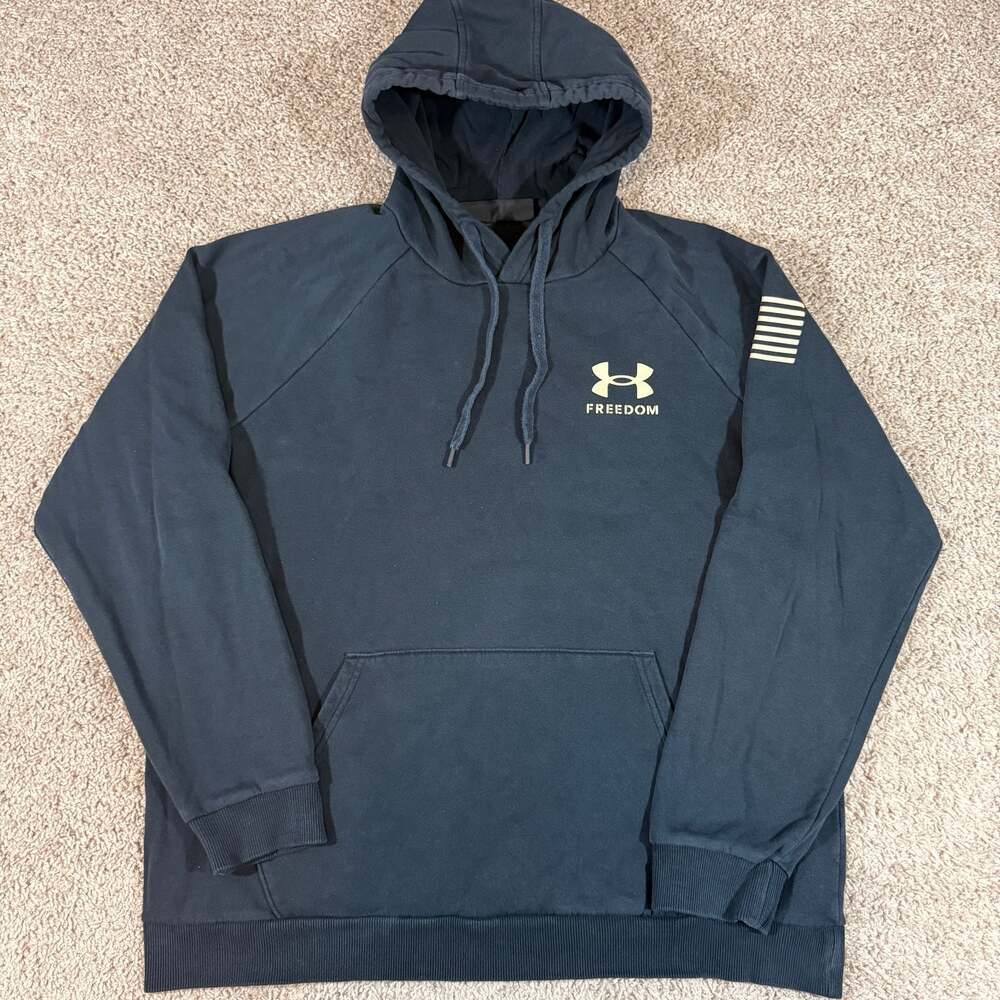 Under Armour Freedom Hoodie XL Black Camo American Flag Pullover Sweatshirt